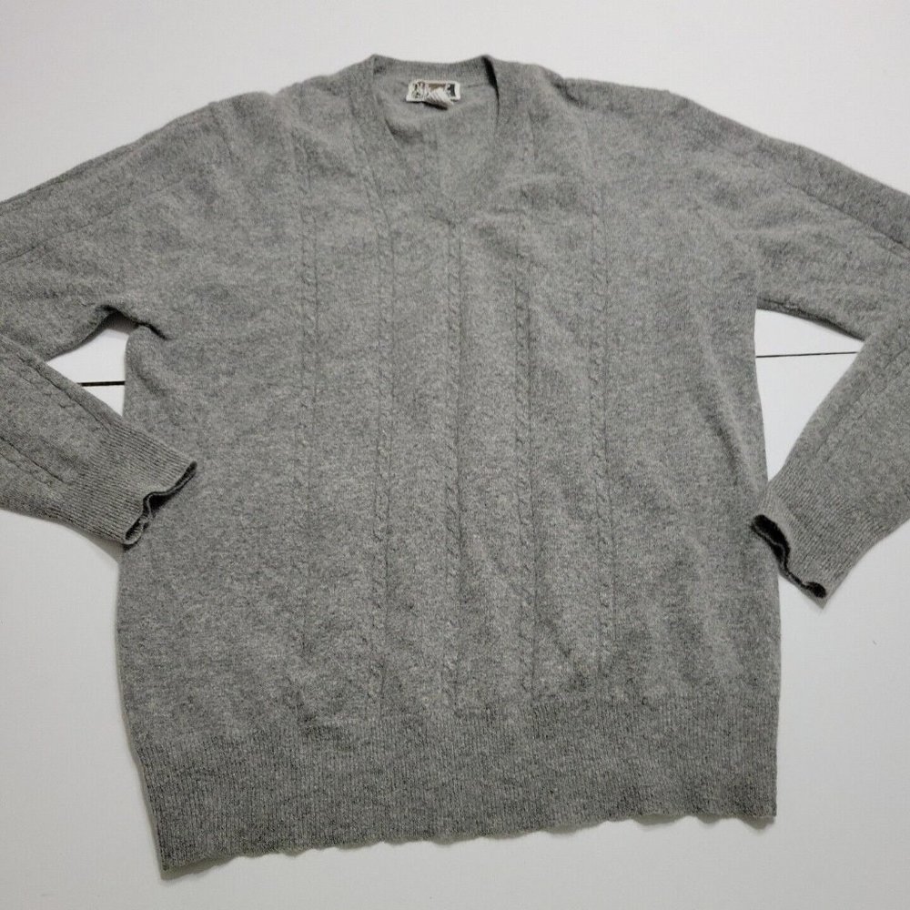 Jon Hatmaker Cardigan Mens Store Large Grey Lambswool Long Sleeve Sweater